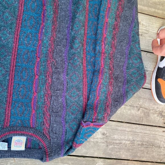 Vintage 1980s Riggins Coogi Style Knit Sweater Medium - Picture 9 of 11